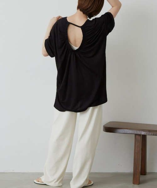 Auntie Rosa Holiday（アンティローザホリデー）の「バックギャザーカノコT（Tシャツ/カットソー・レディース・ホワイト/チャコールグレー/ブラック/イエロー・FREE）」の15枚目の写真