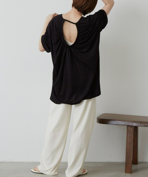 Auntie Rosa Holiday（アンティローザホリデー）の「バックギャザーカノコT（Tシャツ/カットソー・レディース・ホワイト/チャコールグレー/ブラック/イエロー・FREE）」の17枚目の写真