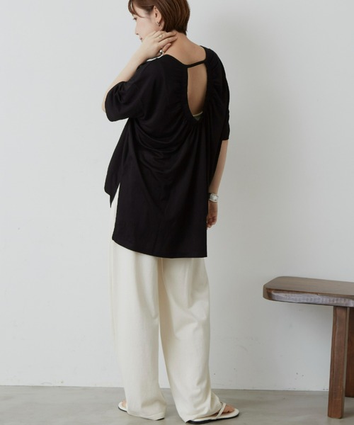 Auntie Rosa Holiday（アンティローザホリデー）の「バックギャザーカノコT（Tシャツ/カットソー・レディース・ホワイト/チャコールグレー/ブラック/イエロー・FREE）」の18枚目の写真