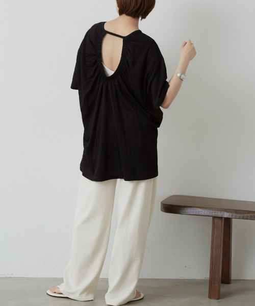 Auntie Rosa Holiday（アンティローザホリデー）の「バックギャザーカノコT（Tシャツ/カットソー・レディース・ホワイト/チャコールグレー/ブラック/イエロー・FREE）」の19枚目の写真