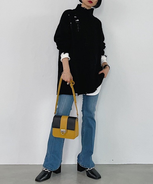 PAGEBOY（ページボーイ）の「モヘヤタッチダメージタートル（ニット/セーター・レディース・ブラック/グレイッシュベージュ/ブルー・FREE）」の15枚目の写真