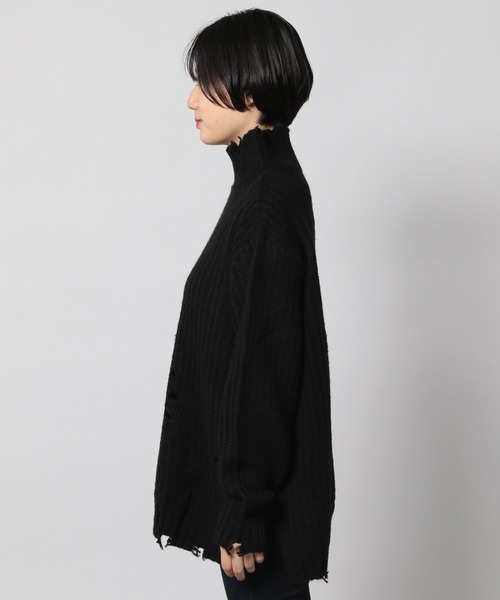 PAGEBOY（ページボーイ）の「モヘヤタッチダメージタートル（ニット/セーター・レディース・ブラック/グレイッシュベージュ/ブルー・FREE）」の8枚目の写真