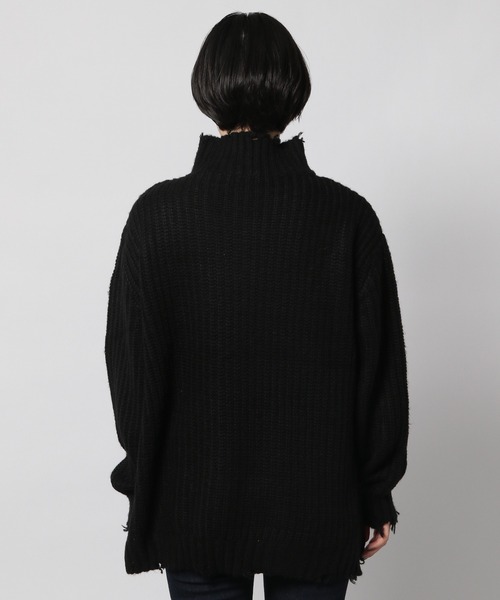 PAGEBOY（ページボーイ）の「モヘヤタッチダメージタートル（ニット/セーター・レディース・ブラック/グレイッシュベージュ/ブルー・FREE）」の14枚目の写真