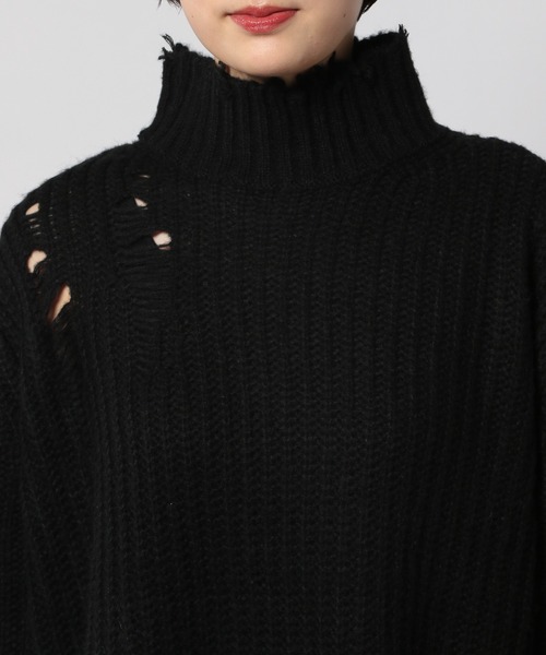 PAGEBOY（ページボーイ）の「モヘヤタッチダメージタートル（ニット/セーター・レディース・ブラック/グレイッシュベージュ/ブルー・FREE）」の11枚目の写真