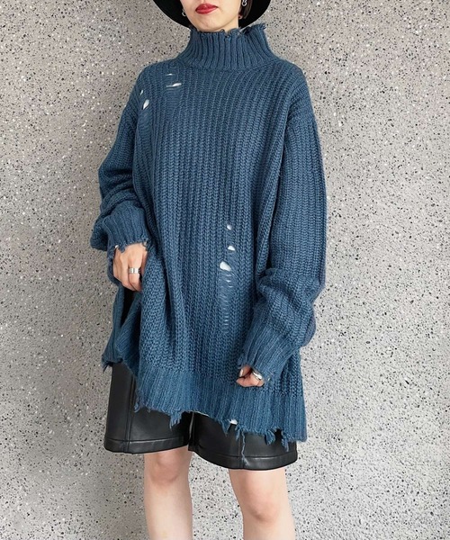 PAGEBOY（ページボーイ）の「モヘヤタッチダメージタートル（ニット/セーター・レディース・ブラック/グレイッシュベージュ/ブルー・FREE）」の22枚目の写真