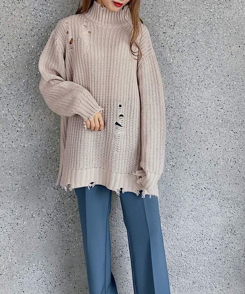 PAGEBOY（ページボーイ）の「モヘヤタッチダメージタートル（ニット/セーター・レディース・ブラック/グレイッシュベージュ/ブルー・FREE）」の18枚目の写真