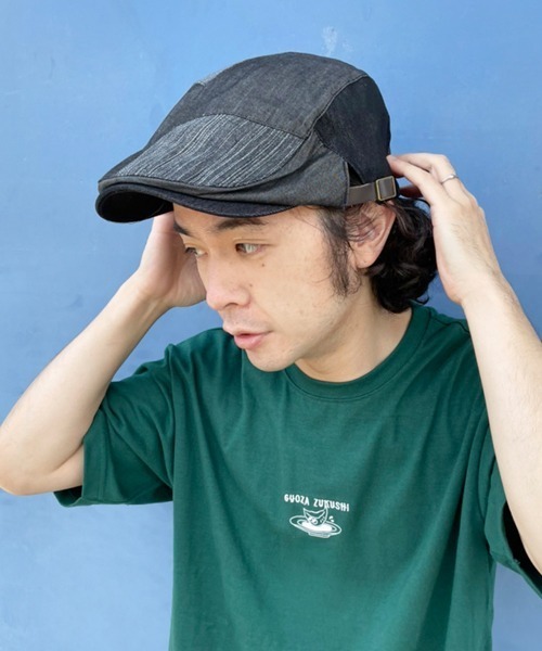 polcadot（ポルカドット）の「DENIM PATCH HUNTING/デニム パッチワーク ハンチング（ハンチング/ベレー帽・メンズ・ブラック/ネイビー・XL/M）」の12枚目の写真