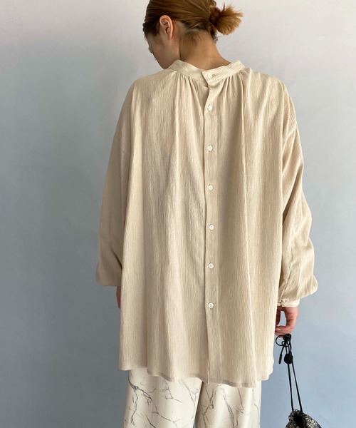 BE NEAT（ビーニート）の「2WAYスタンドカラールーズシャツ（シャツ/ブラウス・レディース・ベージュ/ミント・M）」の9枚目の写真