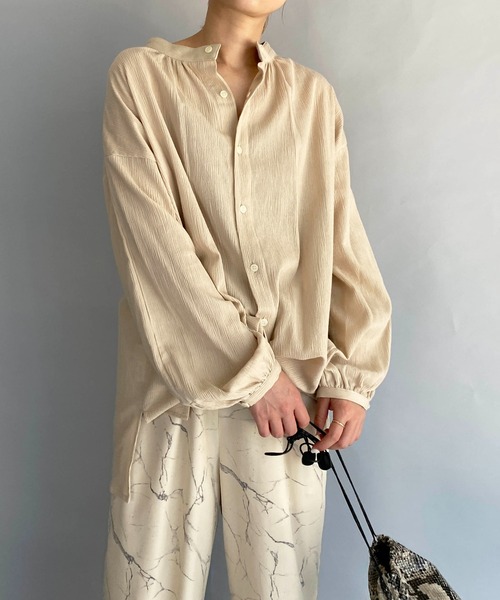 BE NEAT（ビーニート）の「2WAYスタンドカラールーズシャツ（シャツ/ブラウス・レディース・ベージュ/ミント・M）」の10枚目の写真