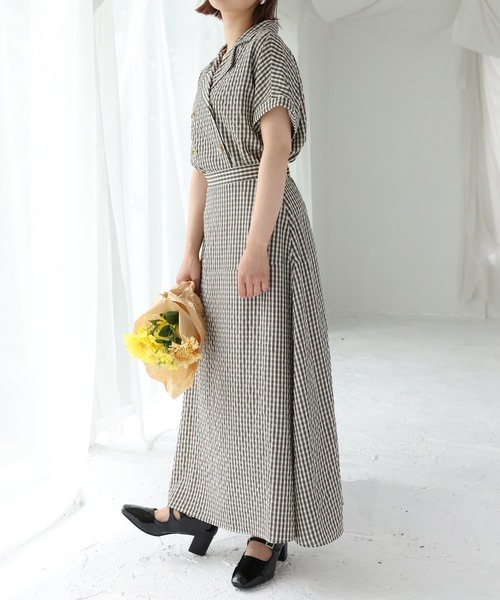 one after another NICE CLAUP（ワンアフターアナザーナイスクラップ）の「【WEB限定】開襟セットアップ（セットアップ・レディース・ホワイト系その他/ブラック系その他/ベージュ/ドット・FREE）」の2枚目の写真