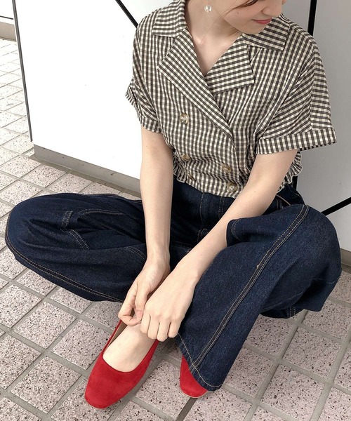 one after another NICE CLAUP（ワンアフターアナザーナイスクラップ）の「【WEB限定】開襟セットアップ（セットアップ・レディース・ホワイト系その他/ブラック系その他/ベージュ/ドット・FREE）」の7枚目の写真