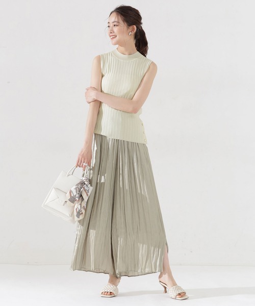 NANO universe（ナノユニバース）の「ハイネックマルチリブニット ノースリーブ（ニット/セーター・レディース・ブラック/ピンク/アイボリー・38/36）」の6枚目の写真