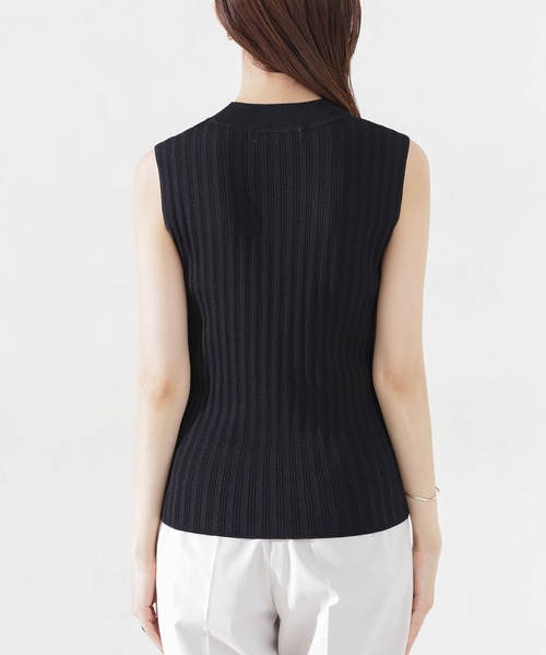 NANO universe（ナノユニバース）の「ハイネックマルチリブニット ノースリーブ（ニット/セーター・レディース・ブラック/ピンク/アイボリー・38/36）」の15枚目の写真