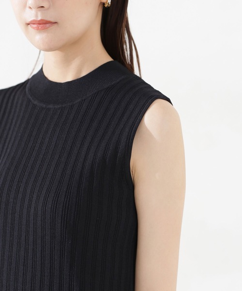 NANO universe（ナノユニバース）の「ハイネックマルチリブニット ノースリーブ（ニット/セーター・レディース・ブラック/ピンク/アイボリー・38/36）」の17枚目の写真