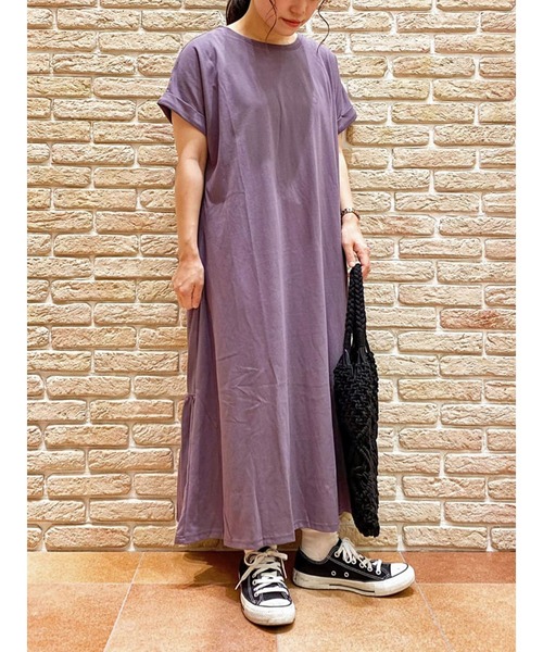 Samansa Mos2(サマンサ モスモス)の「後ろティアードカットワンピース(ワンピース・レディース・ベージュ/パープル/ブラウン/ミント/チャコール・フリ-)」の5枚目の写真