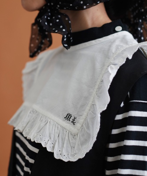 Malle（マル）の「Malle　オックスフォードカットワーク付け衿（付け襟・レディース・グレー/オフホワイト・FREE）」の8枚目の写真