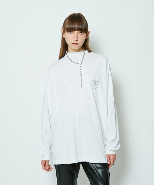 SUPERTHANKS(スーパーサンクス)の「#【SUPERTHANKS/スーパーサンクス】MOCKNECK LONGSLEEVE TEE/モックネックロングスリーブTシャツ(Tシャツ/カットソー・レディース・ホワイト/ブラック・SMALL)」の2枚目の写真
