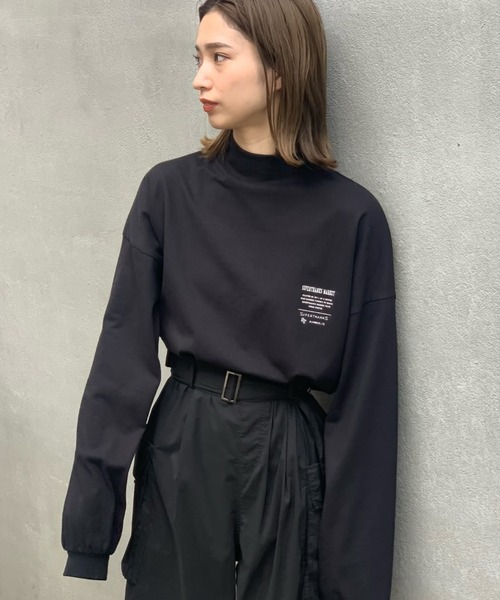 SUPERTHANKS(スーパーサンクス)の「#【SUPERTHANKS/スーパーサンクス】MOCKNECK LONGSLEEVE TEE/モックネックロングスリーブTシャツ(Tシャツ/カットソー・レディース・ホワイト/ブラック・SMALL)」の1枚目の写真