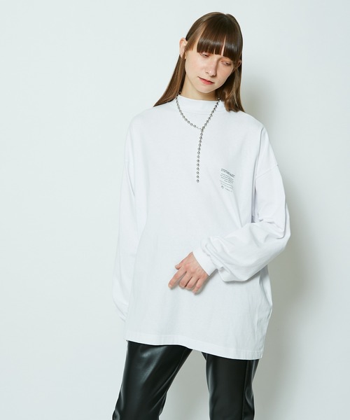 SUPERTHANKS(スーパーサンクス)の「#【SUPERTHANKS/スーパーサンクス】MOCKNECK LONGSLEEVE TEE/モックネックロングスリーブTシャツ(Tシャツ/カットソー・レディース・ホワイト/ブラック・SMALL)」の3枚目の写真