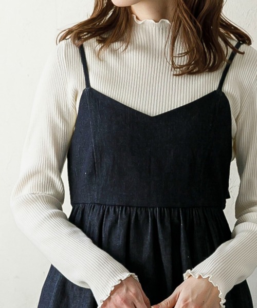 SLURR（スラ―）の「【マシンウォッシャブル】リブハイネックニット(再生ポリエステル)（ニット/セーター・レディース・ブラック/ベージュ/オフホワイト・FREE）」の2枚目の写真