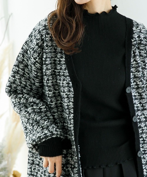 SLURR（スラ―）の「【マシンウォッシャブル】リブハイネックニット(再生ポリエステル)（ニット/セーター・レディース・ブラック/ベージュ/オフホワイト・FREE）」の3枚目の写真