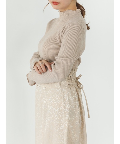 SLURR（スラ―）の「【マシンウォッシャブル】リブハイネックニット(再生ポリエステル)（ニット/セーター・レディース・ブラック/ベージュ/オフホワイト・FREE）」の8枚目の写真