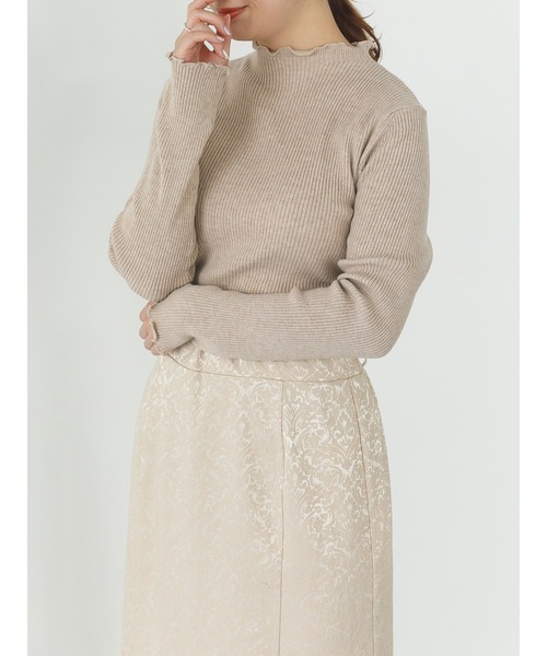 SLURR（スラ―）の「【マシンウォッシャブル】リブハイネックニット(再生ポリエステル)（ニット/セーター・レディース・ブラック/ベージュ/オフホワイト・FREE）」の9枚目の写真