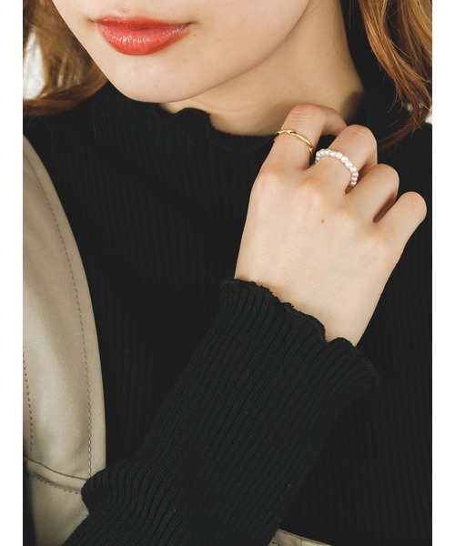 SLURR（スラ―）の「【マシンウォッシャブル】リブハイネックニット(再生ポリエステル)（ニット/セーター・レディース・ブラック/ベージュ/オフホワイト・FREE）」の11枚目の写真