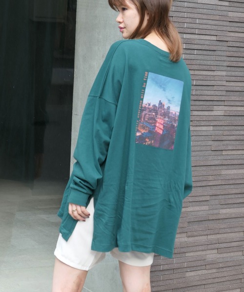 CORNERS（コーナーズ）の「City Photo　BIGTee（Tシャツ/カットソー・レディース・オフホワイト/グリーン/オートミール/スミクロ・FREE）」の14枚目の写真