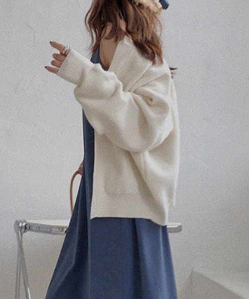 AMOUR BOX(アムールボックス)の「ラウンドネックニットカーディガン(カーディガン/ボレロ・レディース・ブラック/クリーム/ブルー/グリーン/ピンク・FREE)」の21枚目の写真