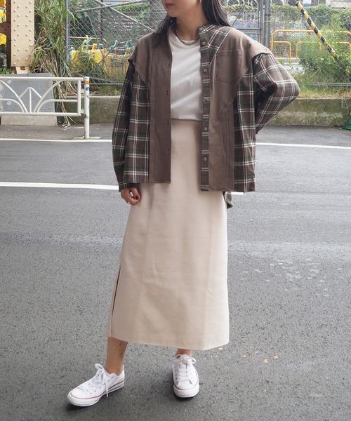 179/WG（イチナナキュウダブルジー）の「切り替えチェックシャツ（シャツ/ブラウス・レディース・ブラウン/グレー/グリーン・MEDIUM）」の6枚目の写真