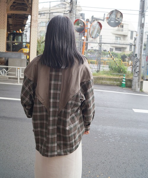 179/WG（イチナナキュウダブルジー）の「切り替えチェックシャツ（シャツ/ブラウス・レディース・ブラウン/グレー/グリーン・MEDIUM）」の11枚目の写真