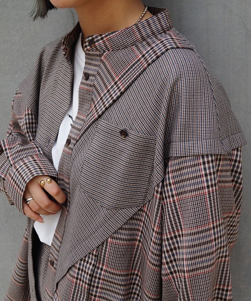 179/WG（イチナナキュウダブルジー）の「切り替えチェックシャツ（シャツ/ブラウス・レディース・ブラウン/グレー/グリーン・MEDIUM）」の5枚目の写真