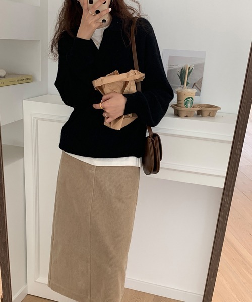 HALEY PESCA(ヘーリーペスカ)の「HALEY PESCA/Vネック ニットポロシャツ(ポロシャツ・レディース・ベージュ/アイボリー/ブラック/ブラウン・FREE)」の8枚目の写真