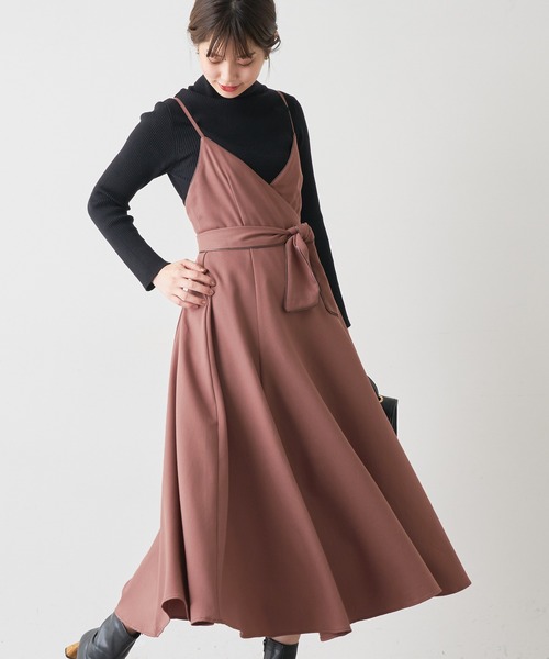 natural couture（ナチュラルクチュール）の「【大好評リバイバルアイテム】バックリボンパイピングキャミワンピース（ワンピース・レディース・レンガ/パープル/ブラック/モカ・FREE）」の4枚目の写真