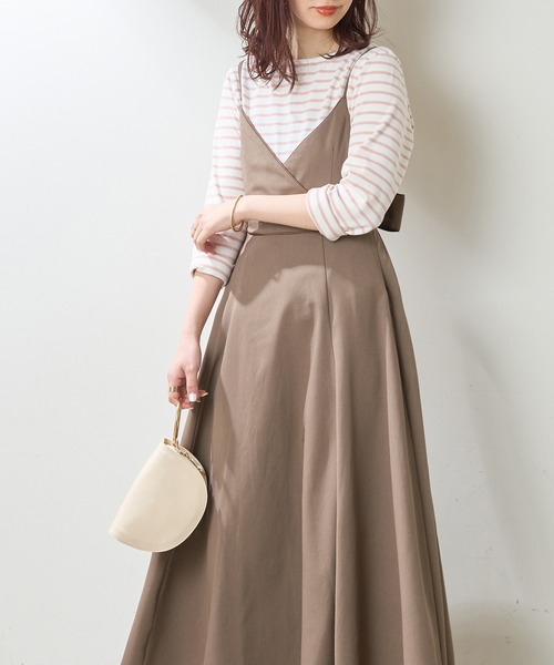 natural couture（ナチュラルクチュール）の「【大好評リバイバルアイテム】バックリボンパイピングキャミワンピース（ワンピース・レディース・レンガ/パープル/ブラック/モカ・FREE）」の3枚目の写真