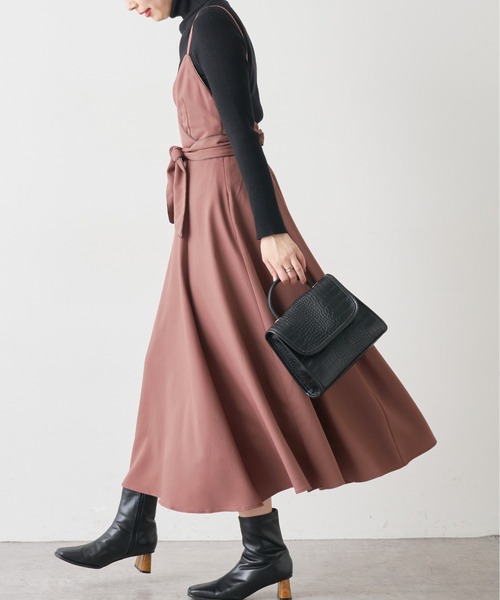 natural couture（ナチュラルクチュール）の「【大好評リバイバルアイテム】バックリボンパイピングキャミワンピース（ワンピース・レディース・レンガ/パープル/ブラック/モカ・FREE）」の19枚目の写真