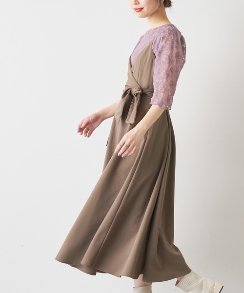 natural couture（ナチュラルクチュール）の「【大好評リバイバルアイテム】バックリボンパイピングキャミワンピース（ワンピース・レディース・レンガ/パープル/ブラック/モカ・FREE）」の11枚目の写真