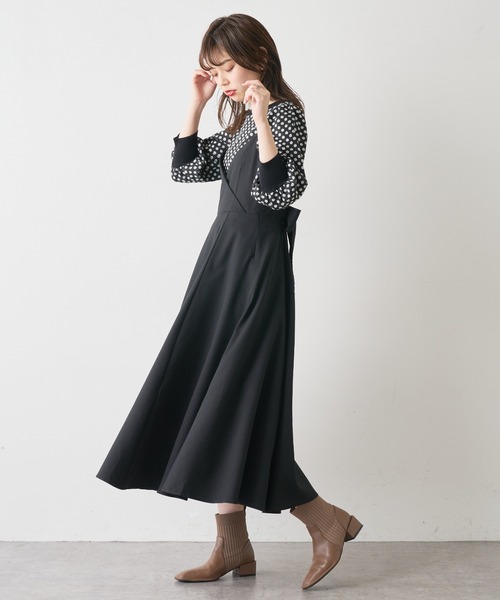 natural couture（ナチュラルクチュール）の「【大好評リバイバルアイテム】バックリボンパイピングキャミワンピース（ワンピース・レディース・レンガ/パープル/ブラック/モカ・FREE）」の5枚目の写真