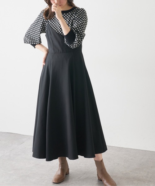 natural couture（ナチュラルクチュール）の「【大好評リバイバルアイテム】バックリボンパイピングキャミワンピース（ワンピース・レディース・レンガ/パープル/ブラック/モカ・FREE）」の6枚目の写真