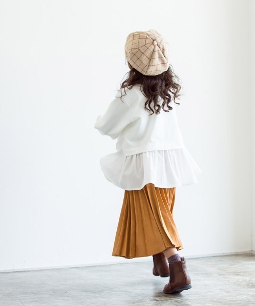 lulpini(ルルピー二)の「kids スエードタッチプリーツスカート(スカート・キッズ・オレンジ/アイボリー・S/M/L)」の5枚目の写真