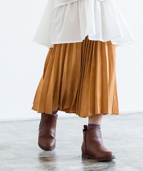 lulpini(ルルピー二)の「kids スエードタッチプリーツスカート(スカート・キッズ・オレンジ/アイボリー・S/M/L)」の6枚目の写真
