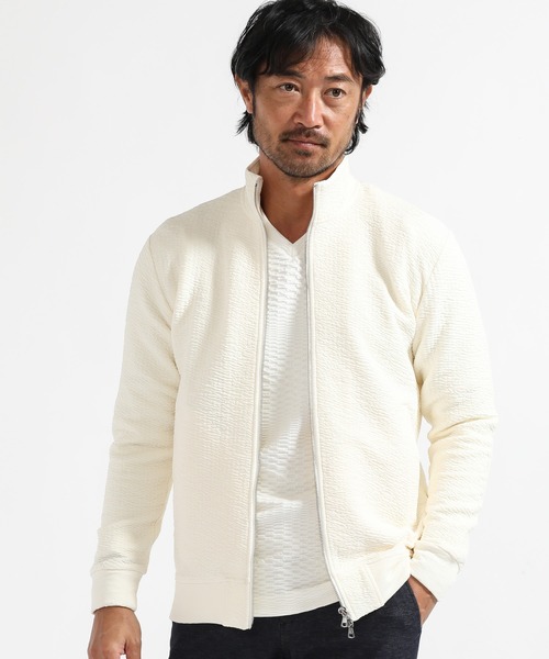 TETE HOMME（テットオム）の「フクレ接結スタンドジップ（カーディガン/ボレロ・メンズ・ブラック/オフホワイト/グリーン・MEDIUM/LARGE/X-LARGE）」の2枚目の写真