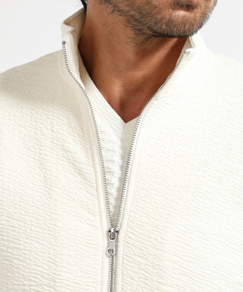 TETE HOMME（テットオム）の「フクレ接結スタンドジップ（カーディガン/ボレロ・メンズ・ブラック/オフホワイト/グリーン・MEDIUM/LARGE/X-LARGE）」の9枚目の写真