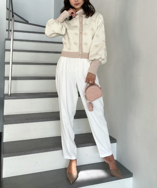 EIMY ISTOIRE（エイミーイストワール）の「ES monogramカーディガン（カーディガン/ボレロ・レディース・ブラック/ベージュ/ブラウン/ピンク/オレンジ・FREE）」の6枚目の写真