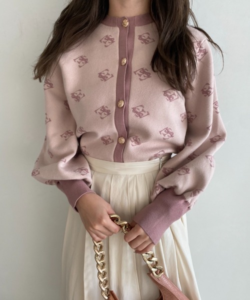 EIMY ISTOIRE（エイミーイストワール）の「ES monogramカーディガン（カーディガン/ボレロ・レディース・ブラック/ベージュ/ブラウン/ピンク/オレンジ・FREE）」の21枚目の写真