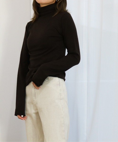 Per sist ence(パーシエンス)の「Per sist ence/パーシエンス 12Gハイネックプルオーバー(ニット/セーター・レディース・ブラック/アイボリー/モカ/パープル/ブラウン/グリーン/ブルー/オレンジ/ピンク/ホワイト×ブラック/ホワイト×グリーン/ホワイト×ブラウン/ブラック×ホワイト・FREE)」の6枚目の写真