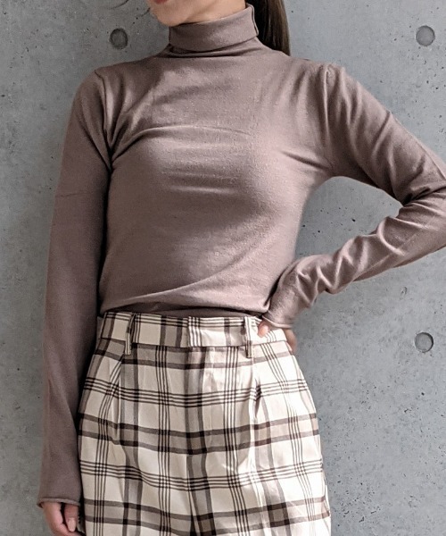 Per sist ence(パーシエンス)の「Per sist ence/パーシエンス 12Gハイネックプルオーバー(ニット/セーター・レディース・ブラック/アイボリー/モカ/パープル/ブラウン/グリーン/ブルー/オレンジ/ピンク/ホワイト×ブラック/ホワイト×グリーン/ホワイト×ブラウン/ブラック×ホワイト・FREE)」の7枚目の写真