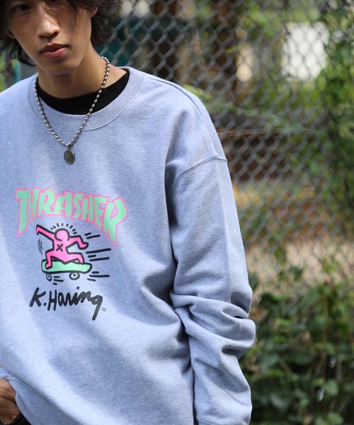 セール Keith Haring Crew Sweat スラッシャークルーネックスウェットトレーナー スウェット Thrasher スラッシャー の ファッション通販 Zozotown