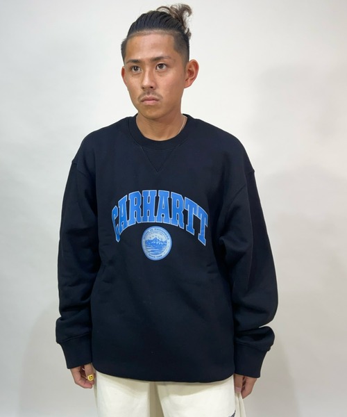 Carhartt(カーハート)の「Carhartt WIP/カーハートダブリューアイピー カレッジ風ロゴ ルーズシルエットウェット I029510(スウェット・メンズ・ブラック/ネイビー/グレー・M/L/XL)」の4枚目の写真